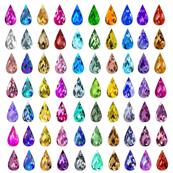 Ilustracja zestaw kamieni szlachetnych o różnych kolorach — Wektor stockowy