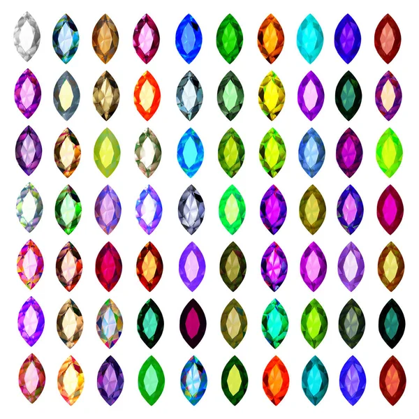 Illustration set of precious stones of different  colors — Stock Vector