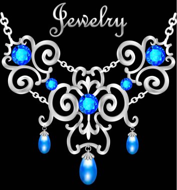 Değerli taşlı bir kadın kolyesinin resmi.