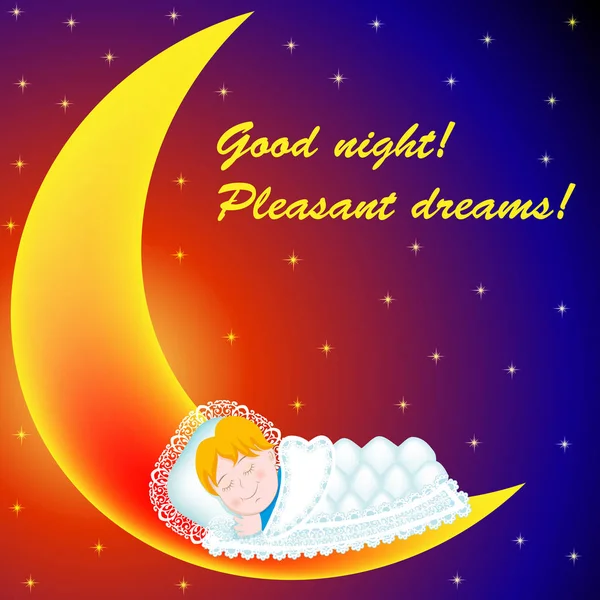 Illustration des Hintergrundes auf dem Mond Baby süß schlafend g — Stockvektor