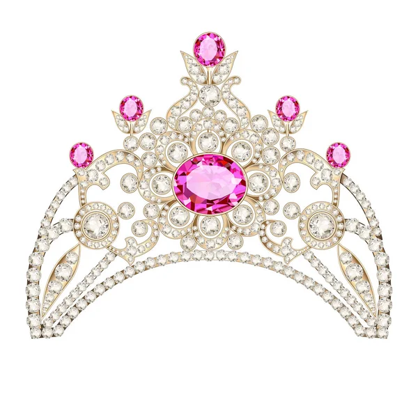 Illustratie vrouwelijke decoratieve tiara kroon met juwelen — Stockvector