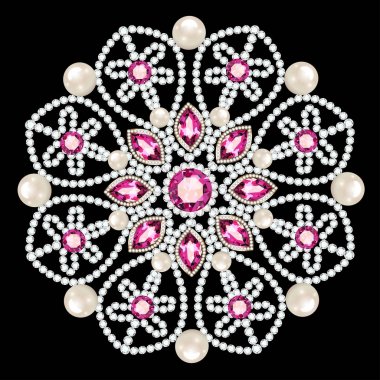 Mandala broş mücevherleri, tasarım elementi. Geometrik vintage ornam