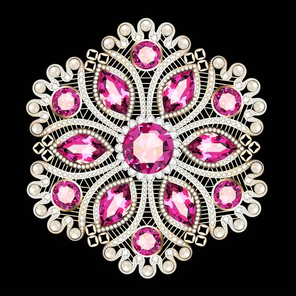 Mandala broche jóias, elemento de design. Ornamento vintage geométrico —  Vetores de Stock