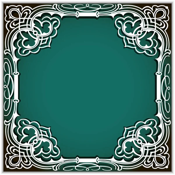 Illustration square cutout paper frame with lace corner ornament — Stock Vector