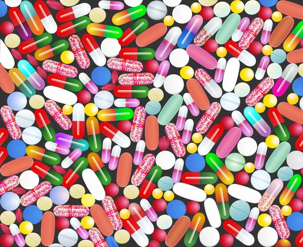 Illustration des medizinischen Hintergrunds mit Pillen und Kapseln — Stockvektor