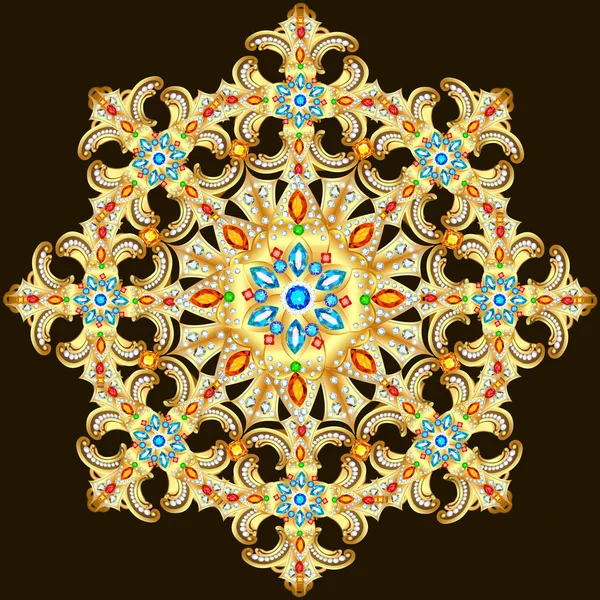 Schmuck aus Mandala-Brosche, Designelement. Geometrisches Vintage-Ornam — Stockvektor