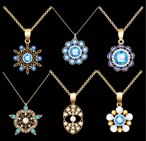 Illustrazione set di gioielli vintage ciondoli ornamento fatto di essere — Vettoriale Stock
