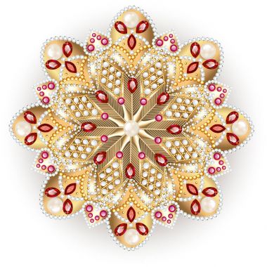 Mandala broş mücevherleri, tasarım elementi. Geometrik vintage ornam