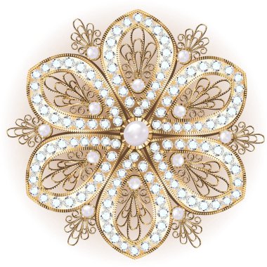 Resimde Broş kolye ile ve değerli taşlar. Telkari