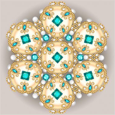 Mandala broş mücevherleri, tasarım elementi. Geometrik vintage süslemeli arkaplan.