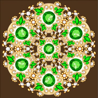 Mandala broş mücevherleri, tasarım elementi. Geometrik vintage süslemeli arkaplan.