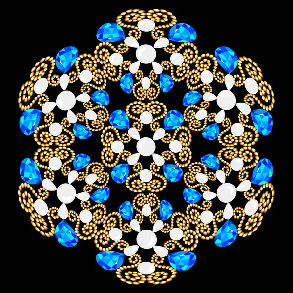 Mandala broş mücevherleri, tasarım elementi. Geometrik vintage süslemeli arkaplan. — Stok Vektör