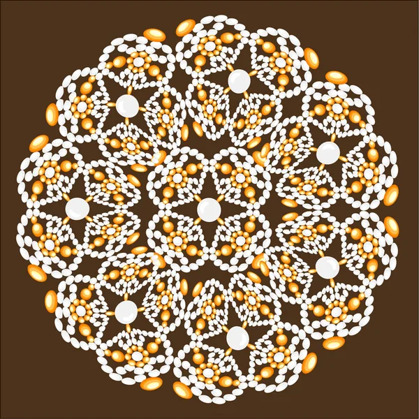 Joyas broche Mandala, elemento de diseño. Fondo ornamental vintage geométrico. — Vector de stock