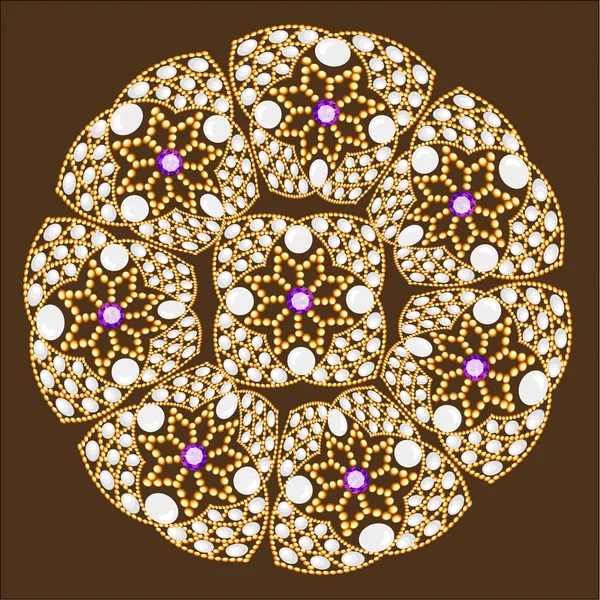 Mandala bross ékszerek, design elem. Geometrikus évjárat díszítő háttér. — Stock Vector