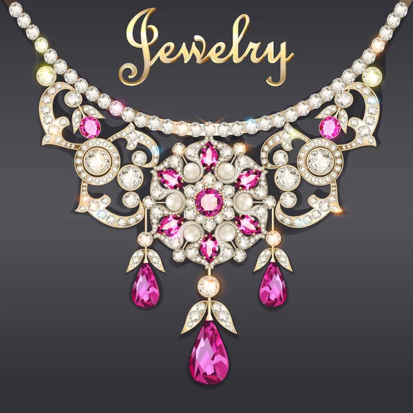 Değerli taşlı bir kadın kolyesinin resmi.