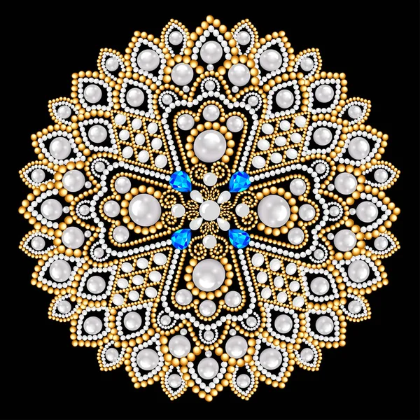 Mandala broş mücevherleri, tasarım elementi. Geometrik vintage ornam — Stok Vektör