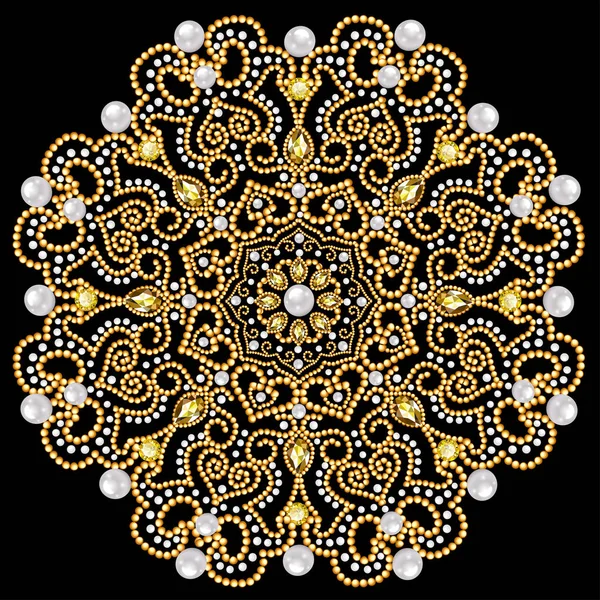 Mandala bross ékszerek, design elem. Geometrikus vintage ornam — Stock Vector