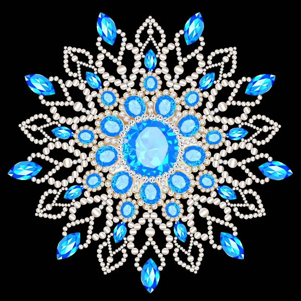 Mandala brooch jewelry, design element. Tribal ethnic floral pat — Stock Vector