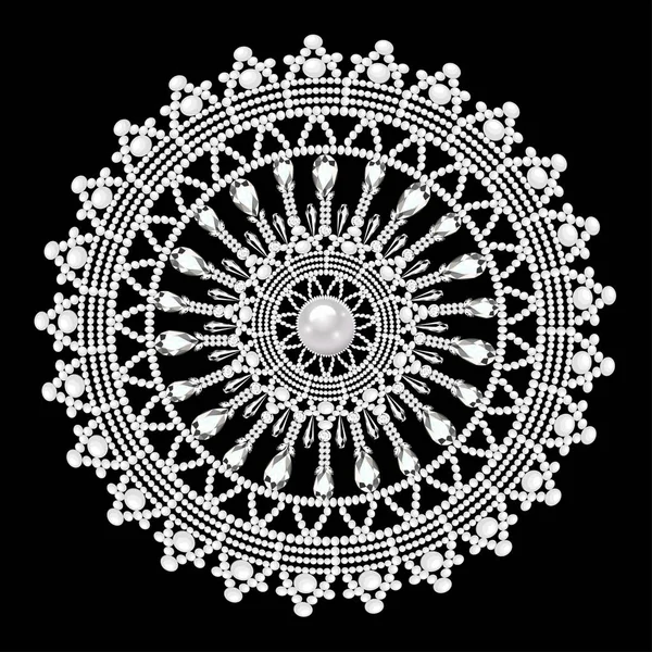 Mandala broche jóias, elemento de design. Ornamento vintage geométrico —  Vetores de Stock