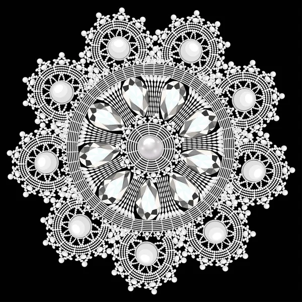 Mandala broche sieraden, design element. Geometrische vintage ornam — Stockvector