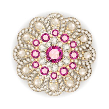 Mandala broş mücevherleri, tasarım elementi. Geometrik vintage ornam