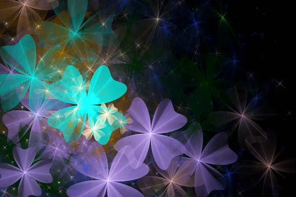 Ilustración de un fondo fractal con marco floral brillante — Foto de Stock