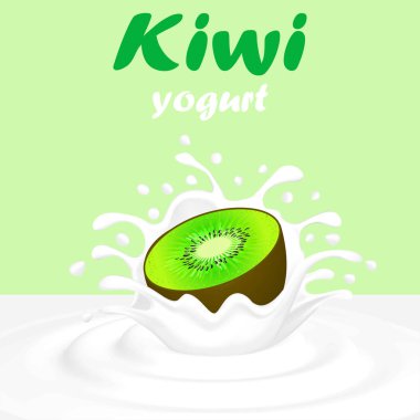 Meyve yoğurt kivi bir sıçrama çizimi