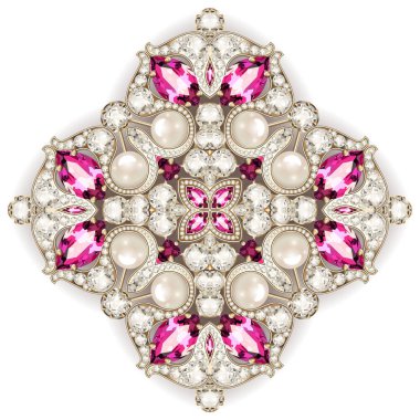 resimde takı broş ile değerli taşlar, elemen yapılmış