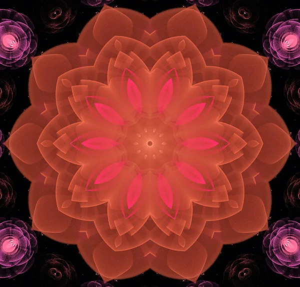 Abbildung abstrakter fraktaler Hintergrund mit floralem Muster — Stockfoto