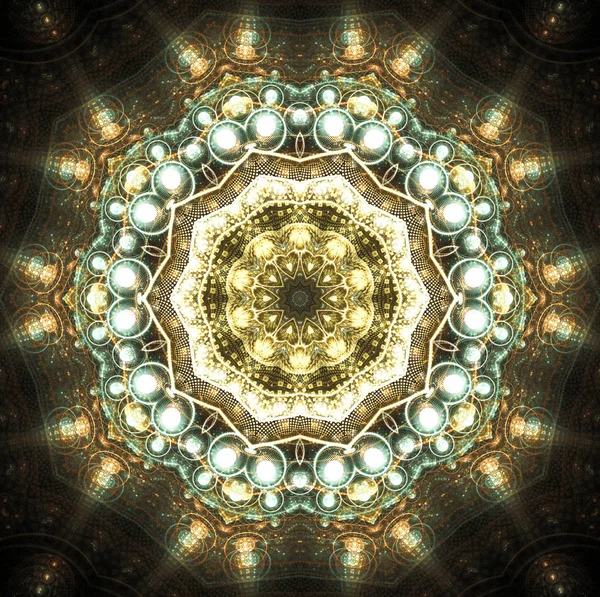 Broche de jóias de ilustração brilhante fractal com pedras preciosas — Fotografia de Stock