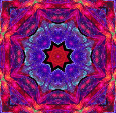 Resimde fraktal arka plan üzerinde yıldız ile parlak çiçek ile