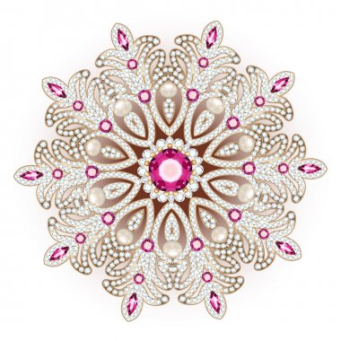 Mandala broş mücevherleri, tasarım elementi. Geometrik vintage ornam