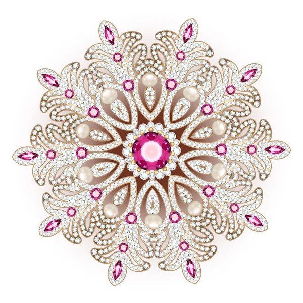 Mandala broş mücevherleri, tasarım elementi. Geometrik vintage ornam