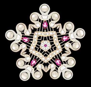 Mandala broş mücevherleri, tasarım elementi. Geometrik vintage ornam