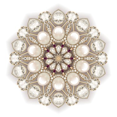 Mandala broş mücevherleri, tasarım elementi. Geometrik vintage ornam