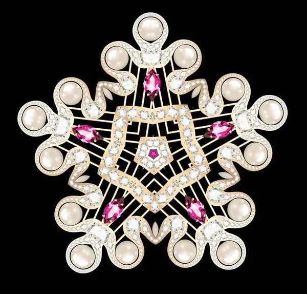 Mandala brosch smycken, designelement. Geometriskt årgångsnamn — Stockfoto