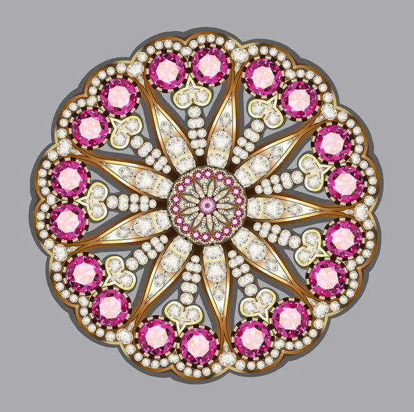 Resimde Broş kolye ile ve değerli taşlar. Telkari