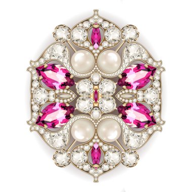 Mandala broş mücevherleri, tasarım elementi. Geometrik vintage ornam