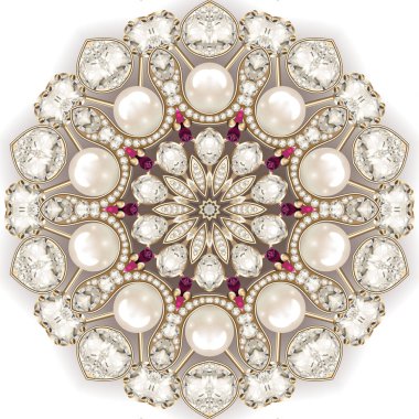 Mandala broş mücevherleri, tasarım elementi. Geometrik vintage ornam