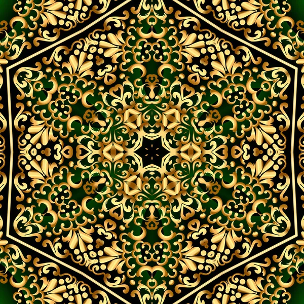 Fekete zöld háttér arany mintával — Stock Fotó