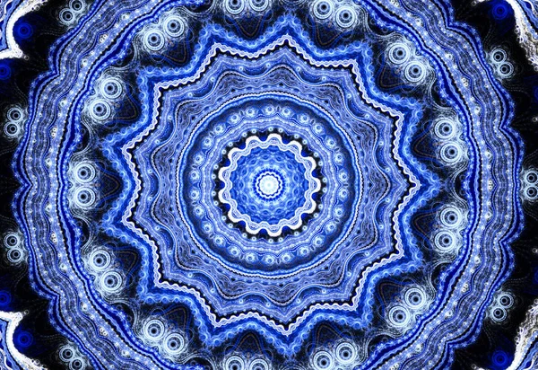 Ilustração fractal fundo com padrão floral azul — Fotografia de Stock