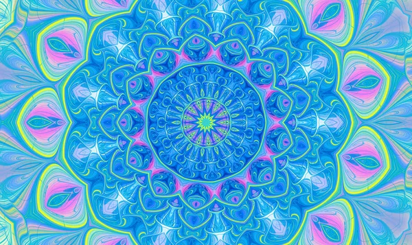 Ilustración fractal de fondo brillante con adorno floral — Foto de Stock