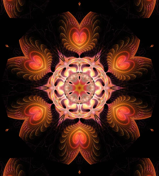 Illustration fractale de fond lumineux avec ornement floral — Photo