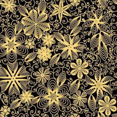 resimde sorunsuz arka plan swirls, çiçek ve yaprakları