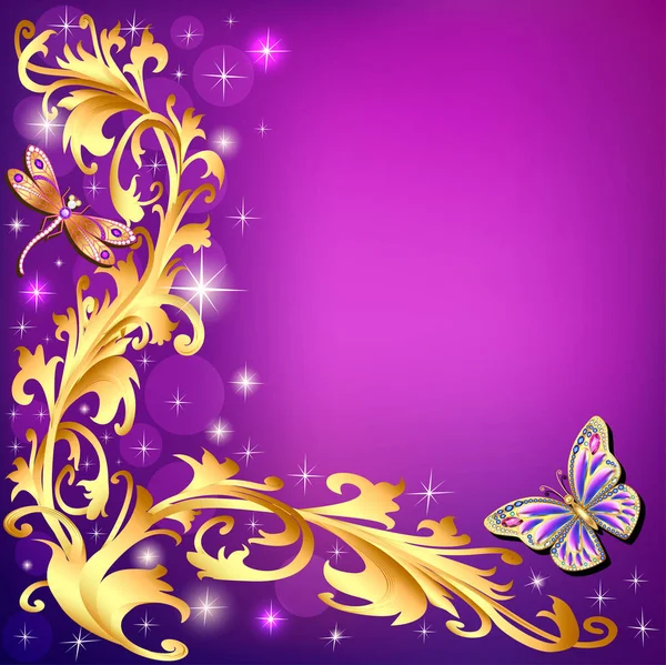插图背景与蝴蝶和装饰品制成的 p — 图库矢量图片