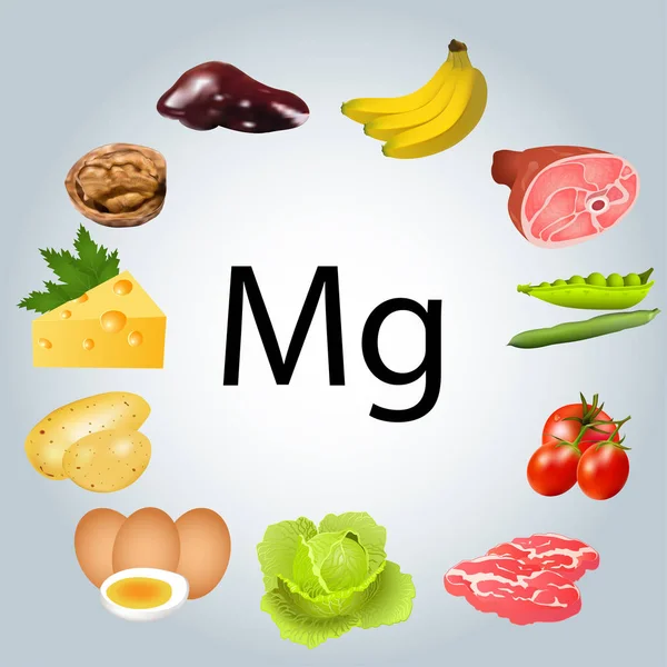 Illustrazione di alimenti ricchi di magnesio — Vettoriale Stock