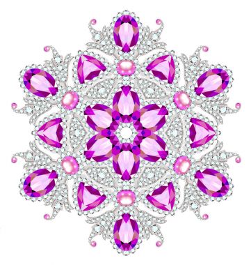 Beyaz arka plan üzerinde izole narin çiçek değerli taşlar broş