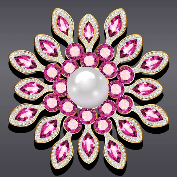 Broche Mandala bijoux, élément design. Ornam vintage géométrique — Image vectorielle