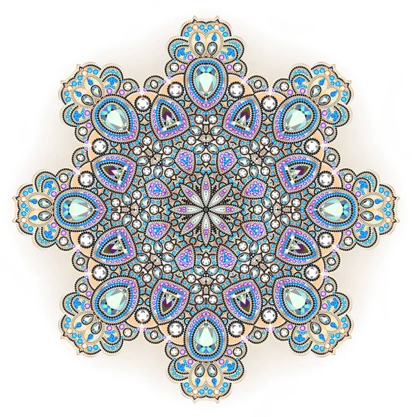 Joyas broche Mandala, elemento de diseño. Geométrica vintage ornam —  Fotos de Stock