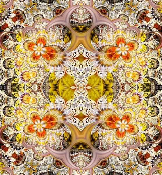 Fraktální abstraktní květinové krajky pozadí. — Stock fotografie